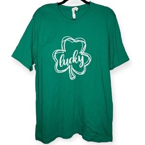 St. Patrick’s Day XL Lucky Clover ☘️ Graphic Print Paddy’s Day Tee T-shirt Green